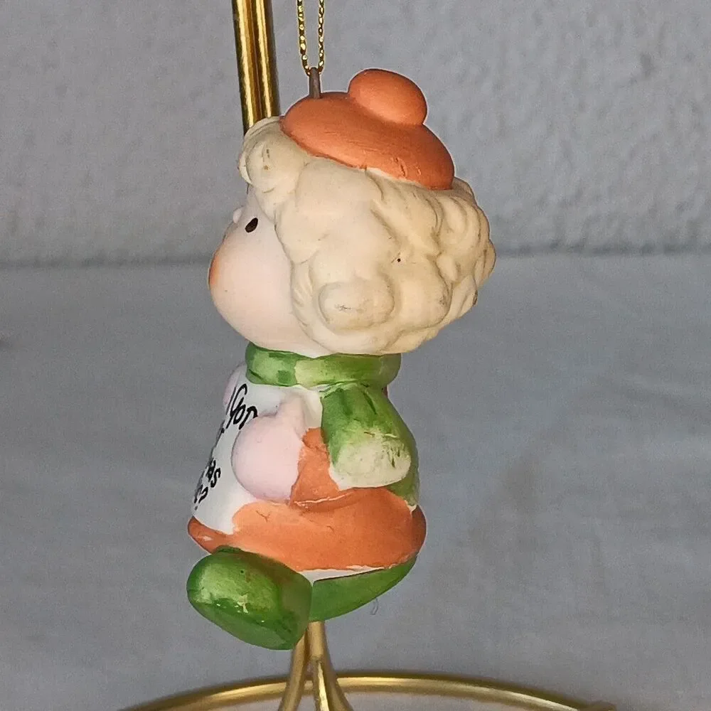 Vintage 1980s Enesco Dear God Christmas Ornaments Boy